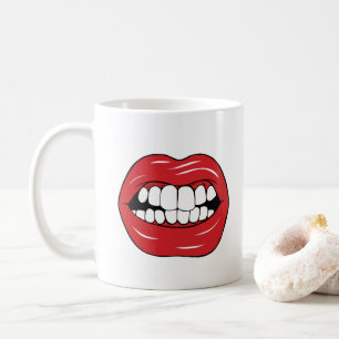Custom Text Funny Red Lips Cartoon Mouth Coffee Mug