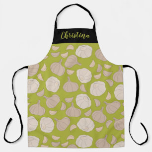 Custom Text Garlic Pattern - Garlic Cloves & Bulb Apron