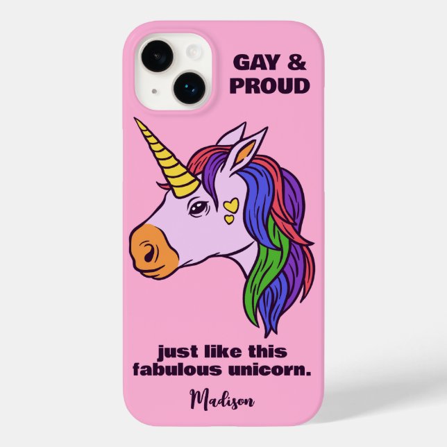 Custom Text Gay Unicorn Case-Mate iPhone Case (Back)