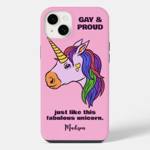 Custom Text Gay Unicorn iPhone 14 Plus Case