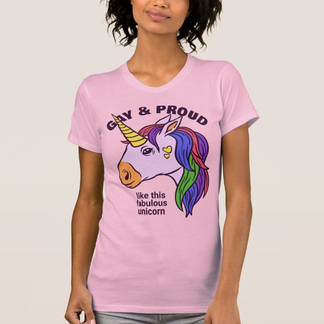 Custom Text Gay Unicorn T-Shirt (Front)