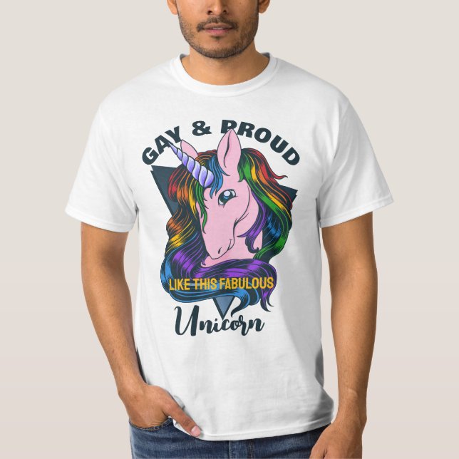 Custom Text Gay Unicorn T-Shirt (Front)
