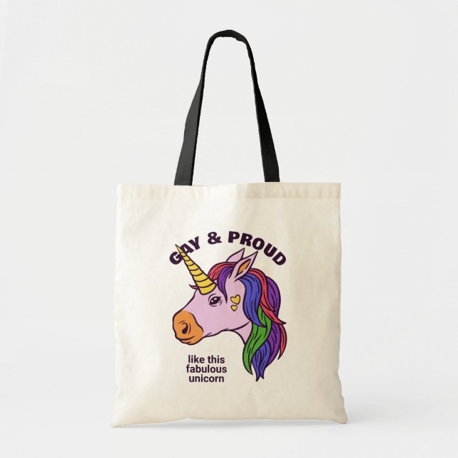 Custom Text Gay Unicorn Tote Bag (Front)