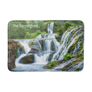 Custom Text Gjain Waterfalls, Iceland Bath Mat