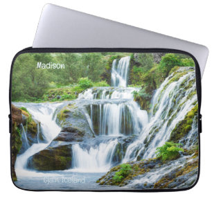 Custom Text Gjain Waterfalls, Iceland Laptop Sleeve