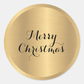 Custom Text Glamour Faux Gold Merry Christmas Classic Round Sticker