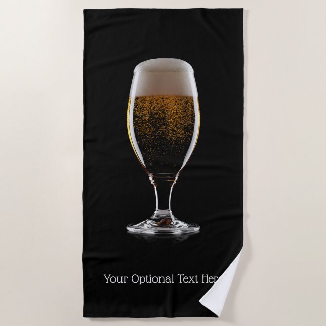 Custom text Glass of Beer Beach Towel (Front)