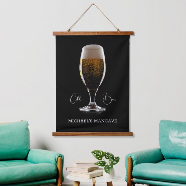 Custom Text Glass of Beer Hanging Tapestry (Living Room)