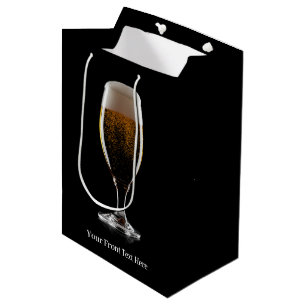 Custom text Glass of Beer Medium Gift Bag