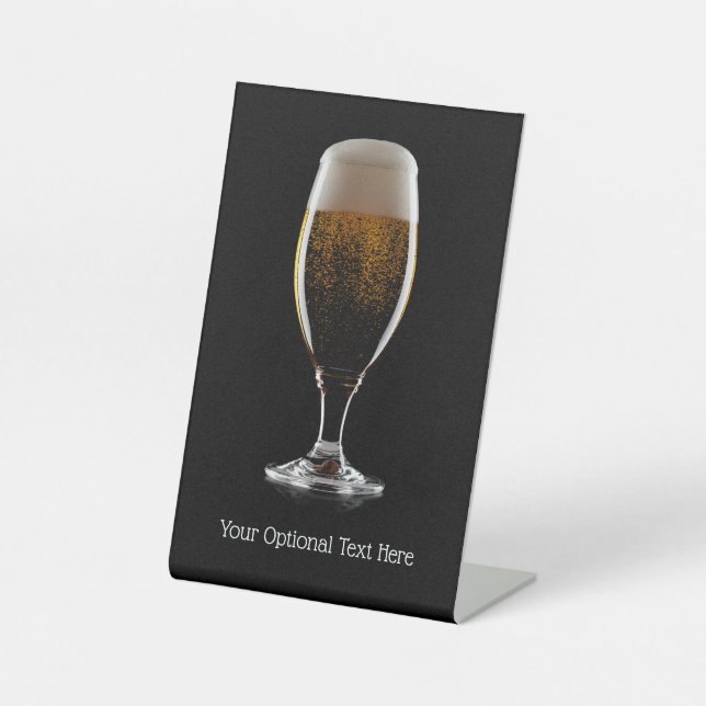 Custom text Glass of Beer Pedestal Sign (Front)