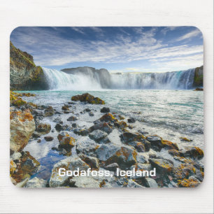 Custom Text Godafoss Waterfalls, Iceland Mouse Mat