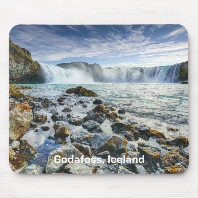 Custom Text Godafoss Waterfalls, Iceland Mouse Mat (Front)