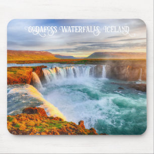 Custom Text Godafoss Waterfalls, Iceland Mouse Mat