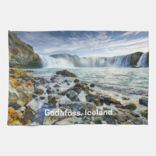 Custom Text Godafoss Waterfalls, Iceland Tea Towel