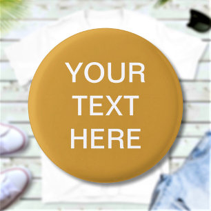 Custom Text Gold Colour Pinback Button