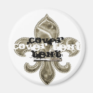 Custom Text Gold Fleur de Lis Round Magnet