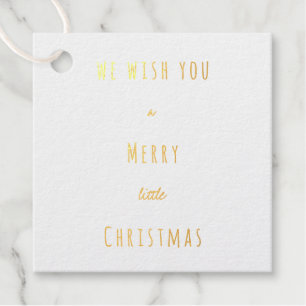 Custom Text Gold Red Merry little Christmas Favour Tags