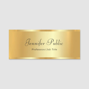 Custom Text Gold Template Handwritten Script Name Tag