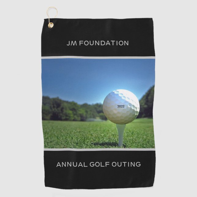 Custom Text Golf Drive Black Towel (Front)