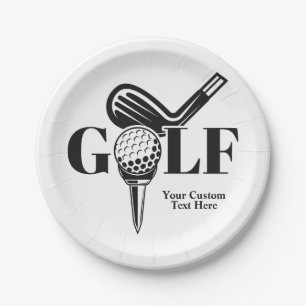Custom Text Golf Paper Plate