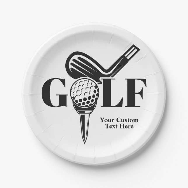Custom Text Golf Paper Plate (Front)