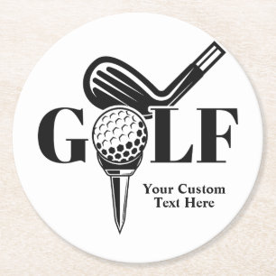 Custom Text Golf Round Paper Coaster