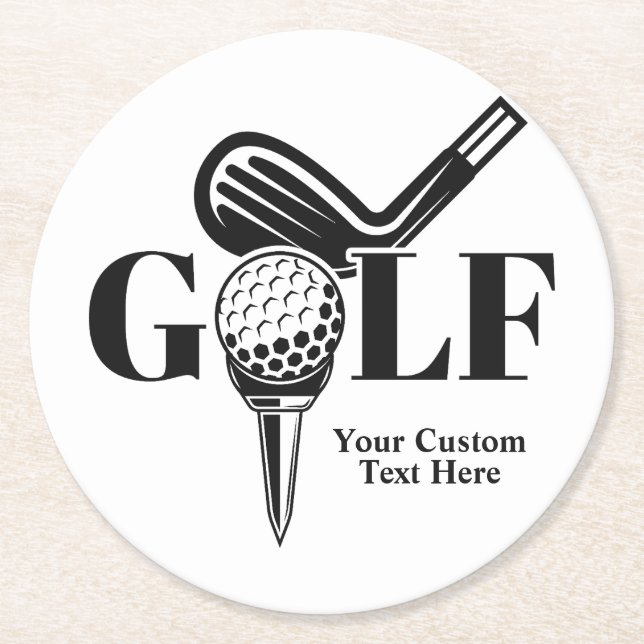 Custom Text Golf Round Paper Coaster (Front)