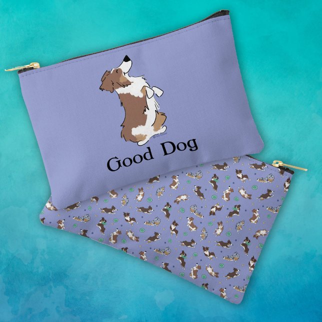 Custom Text Good Dog Aussie Fun Zipper Accessory Pouch (Creator Uploaded)