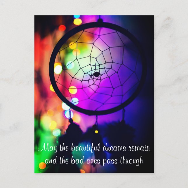 Custom Text Good Dreams Night Lights Dreamcatcher Postcard (Front)