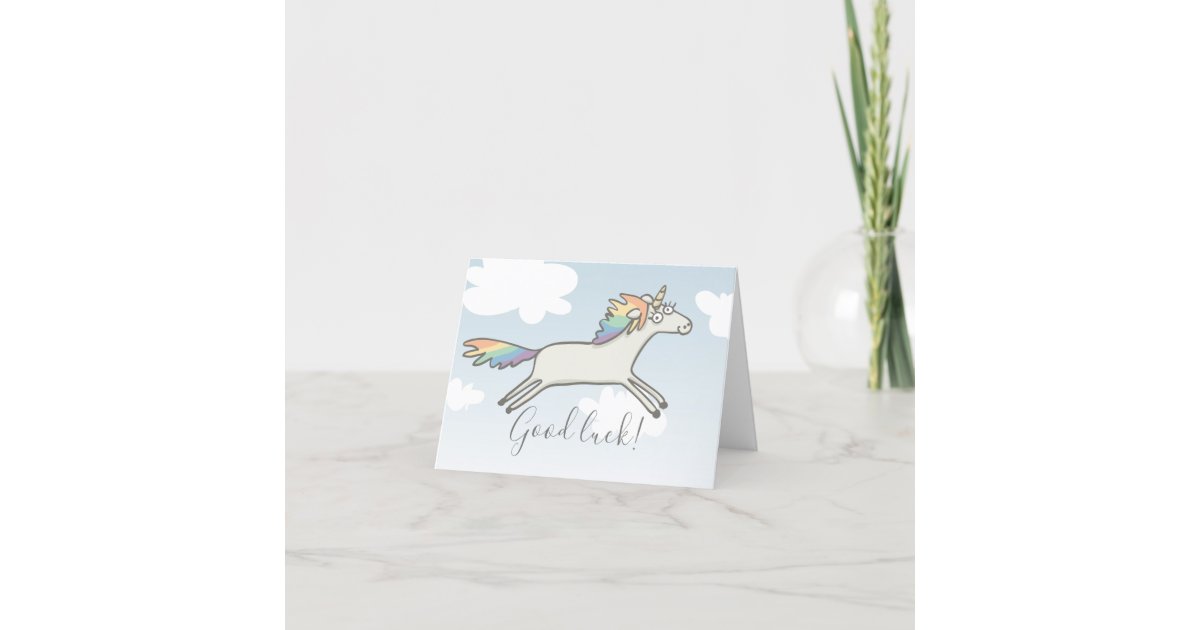 Custom Text Good Luck Unique Unicorn Note Card Zazzle Co Uk