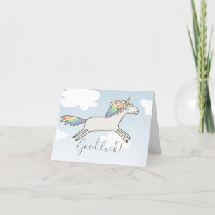 Custom Text Good Luck Unique Unicorn Note Card
