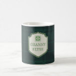 Custom Text Grandma Granny Green Plaid            Coffee Mug<br><div class="desc">Customise this green black watch plaid mug and make it a personal gift for grandma or grandpa. It's a unisex design with a badge label on the front of the cup where you can enter the name of your choice or two lines of text. It's a perfect gift for grandparents...</div>