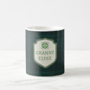 Custom Text Grandma Granny Green Plaid            Coffee Mug