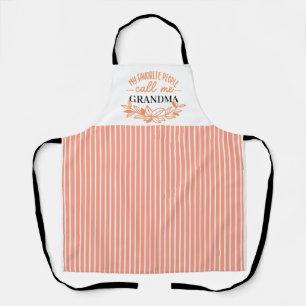 Custom Text Grandma Peach Stripe Kitchen Apron