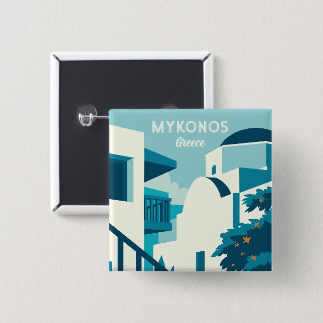 Custom Text Greece 15 Cm Square Badge (Front & Back)