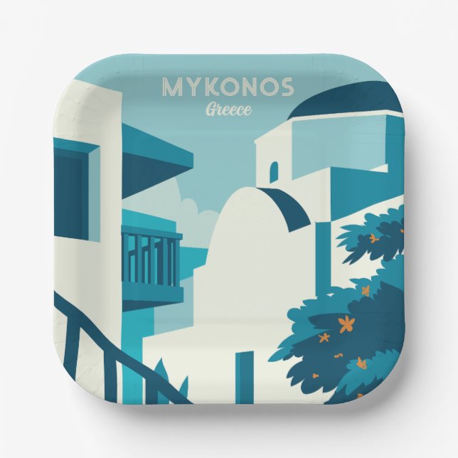 Custom Text Greece Paper Plate (Front)