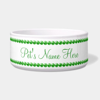 Custom Text Green Bead Blingy Ceramic Dishes