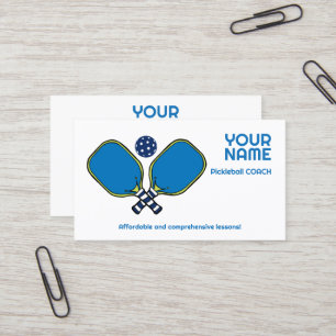 Custom text green & blue Pickleball Business Card