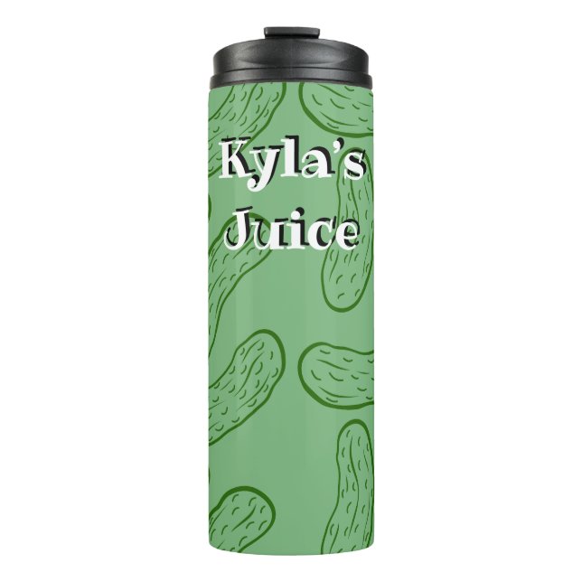 Custom Text Green Cartoon Pickles Simple Pattern Thermal Tumbler (Front)