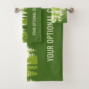 Custom text Green Forest towel set