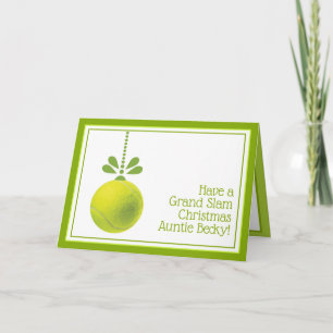 Custom text  green Tennis bauble Christmas  Card