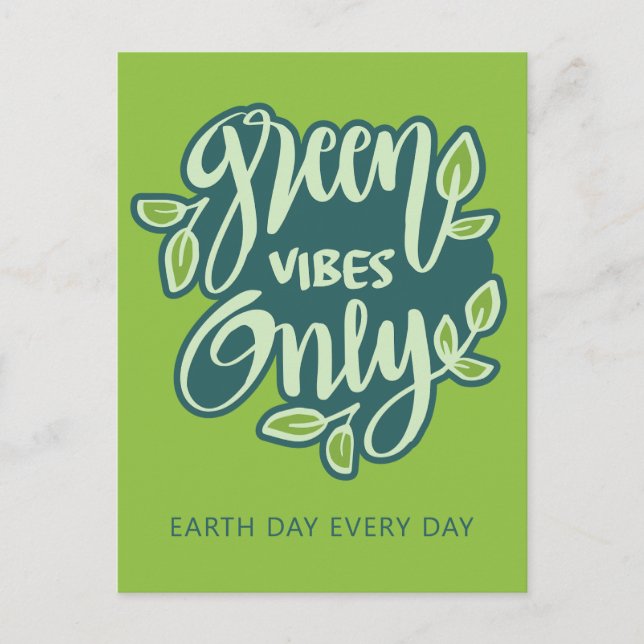 Custom Text Green Vibes Postcard (Front)