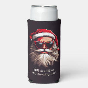 Custom Text Grumpy Santa Seltzer Can Cooler