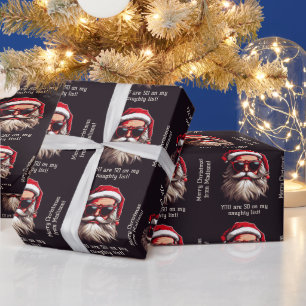 Custom Text Grumpy Santa Wrapping Paper