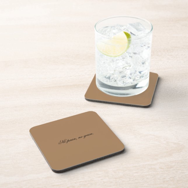 Custom text | gym motivation | And Light Brown Coaster (Right Side)