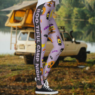 Custom Text Halloween Boo-tiful Camp Night Leggings