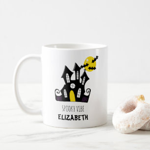 Custom Text Halloween Spooky Castle Coffee Mug
