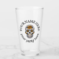 Custom Text Halloween Sugar Skull Beer