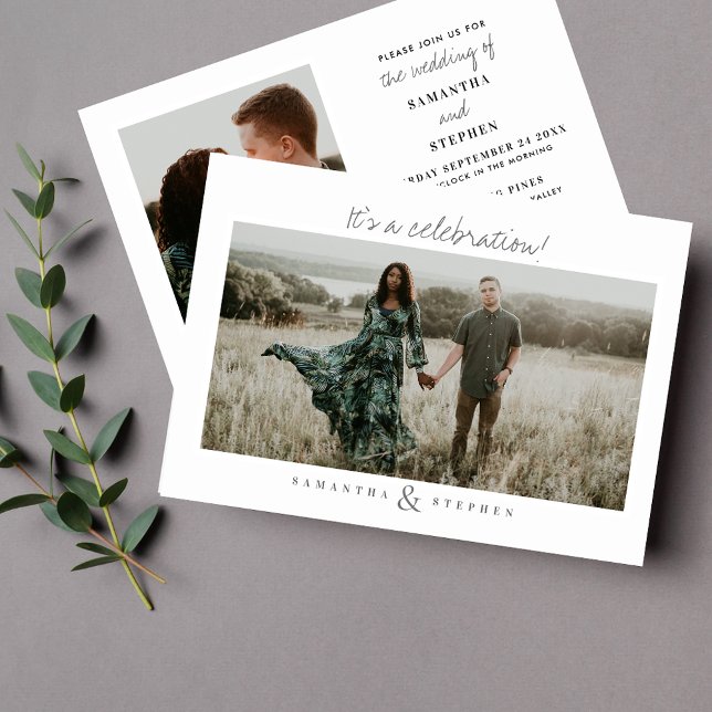 Custom Text Handwritten Script 2-Photo Wedding Invitation (Creator Uploaded)