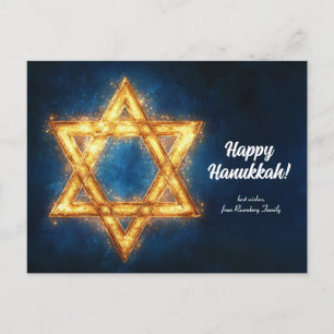 Custom text Happy Hanukkah✡️, Star of David Postcard